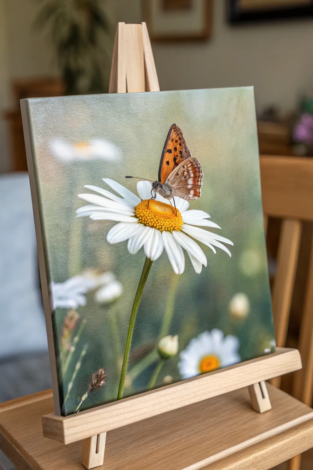Paint a single butterfly on a spring bloom for an elegant, minimalist focal point on canvas.