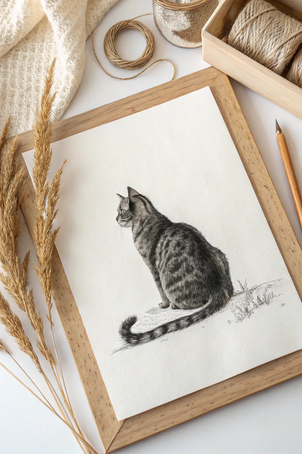 Capture feline elegance with this simple yet expressive seated back view sketch.