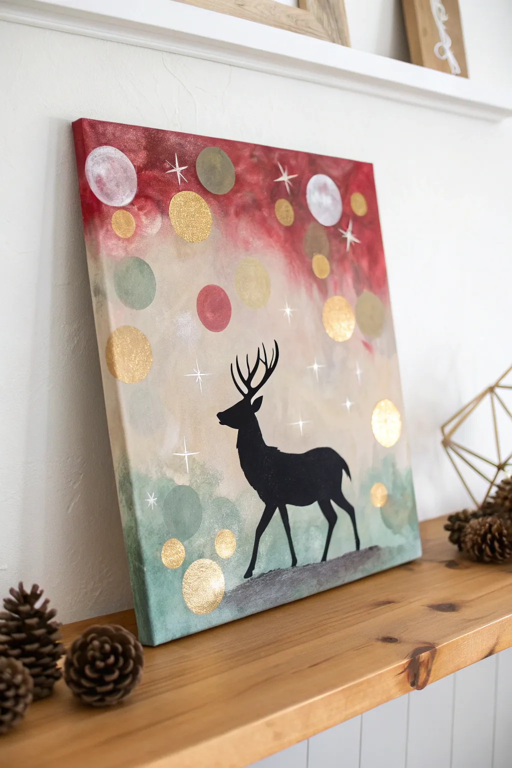 Capture the holiday magic with this dreamy abstract bokeh and silhouette painting.