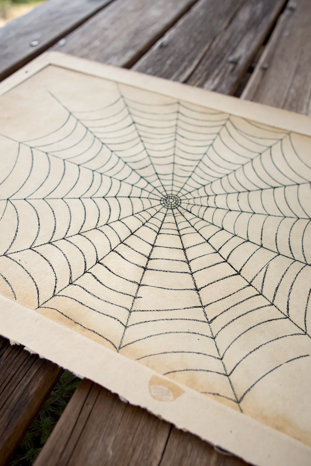 Warm meets cool in a split spider web sketch, divided by bold ink lines and soft watercolor washes.