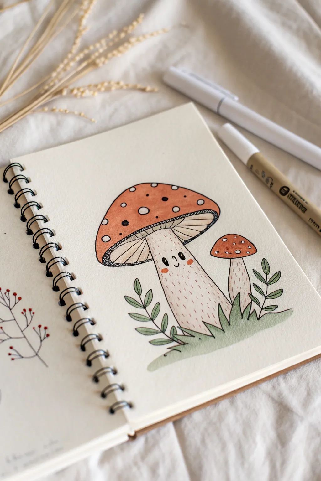 Cute marker-like sketchbook style with bold outlines, streaky fills, and simple bright highlights