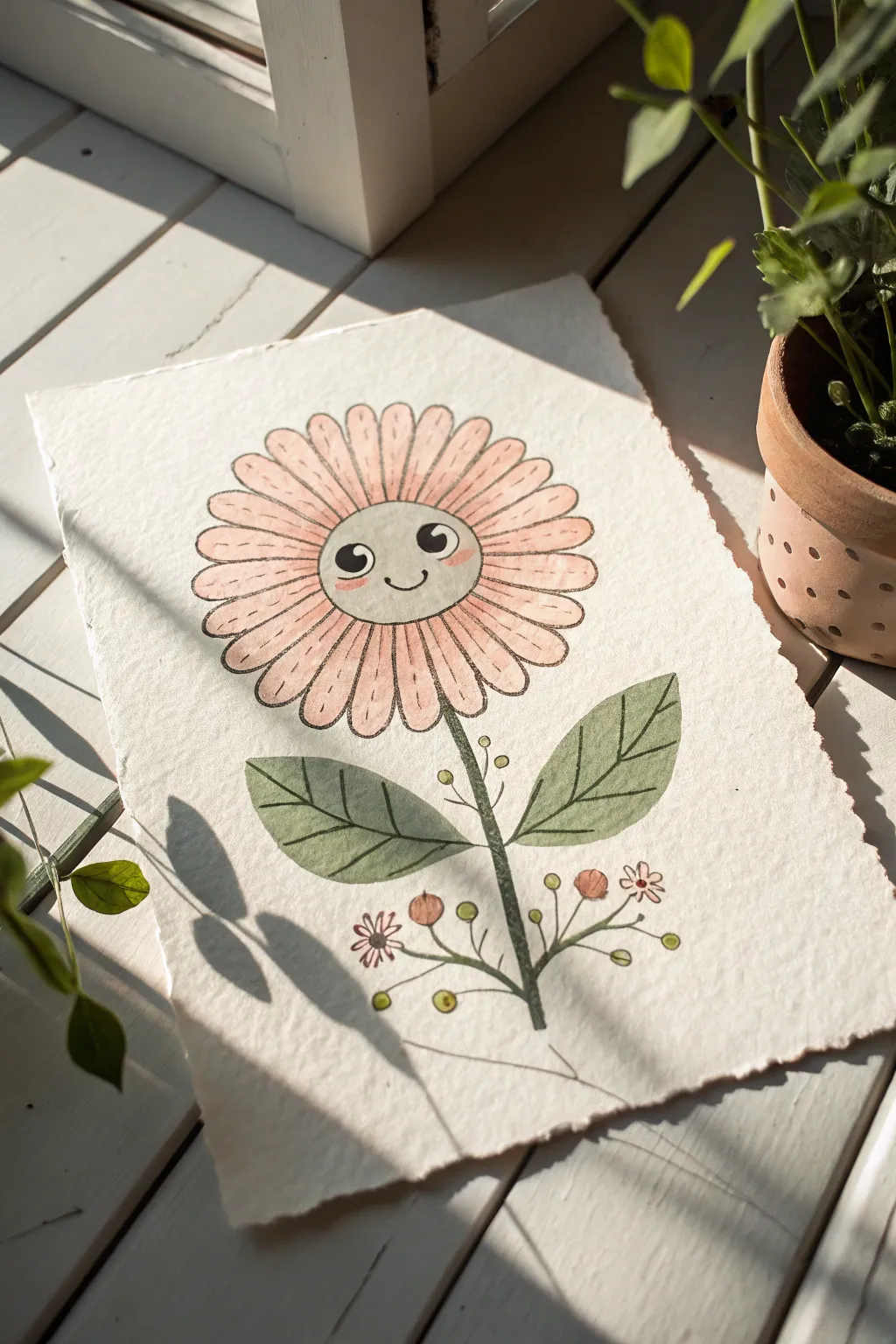 Flower Bloom Monster: a sweet petal-faced garden guardian for minimalist, boho-inspired doodles