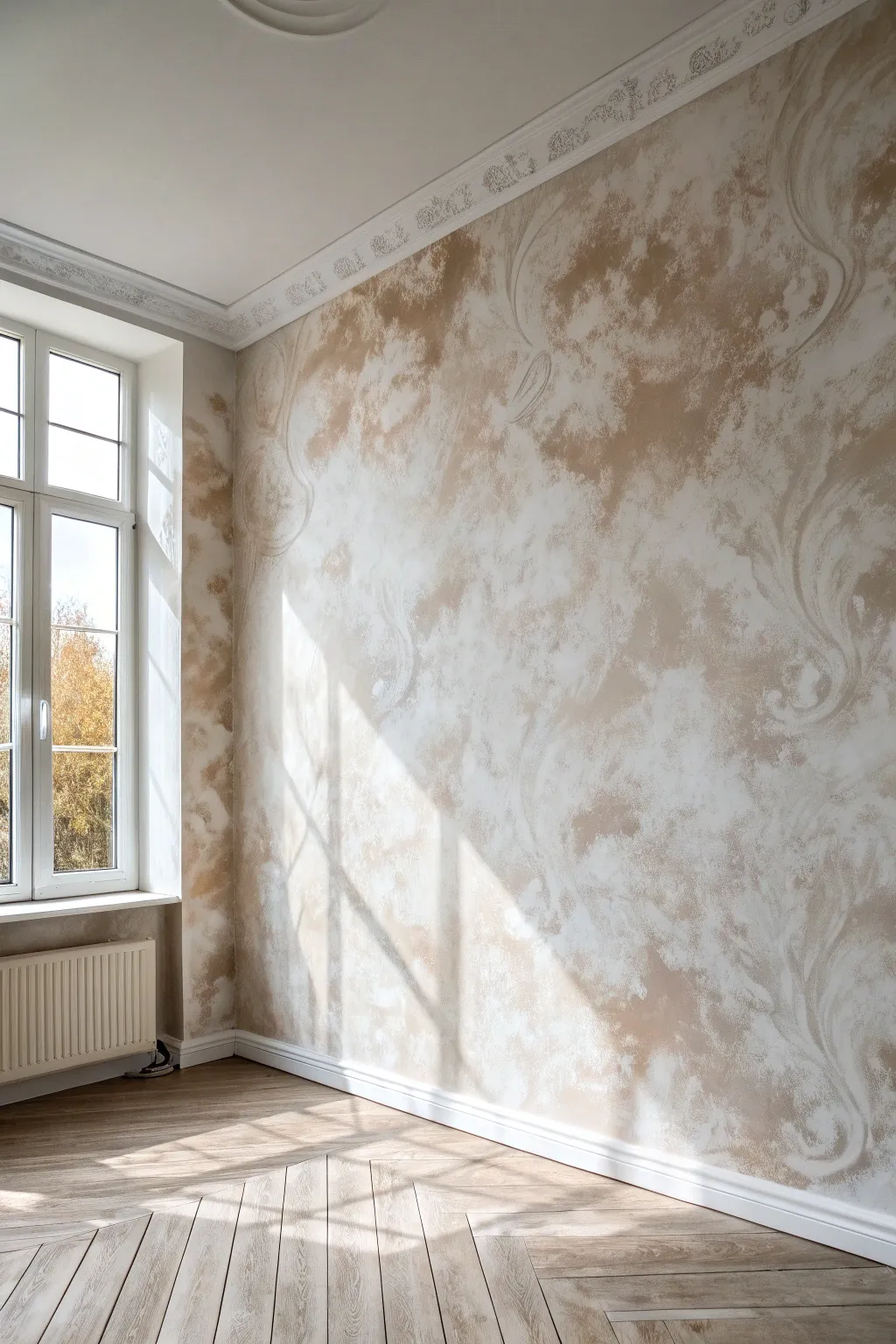 Soft rag-rolled cloud glaze that adds calm movement to your wall in minimalist boho style.