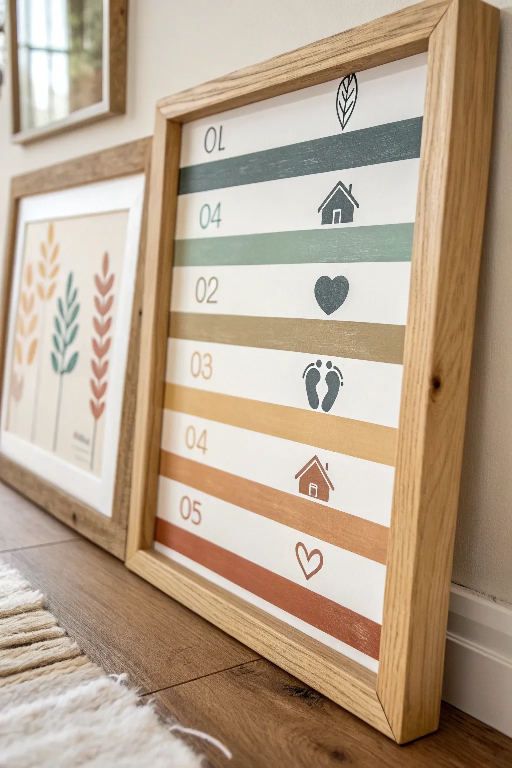 Minimalist family milestone stripe canvas DIY in calm neutrals, perfect for memory keeping