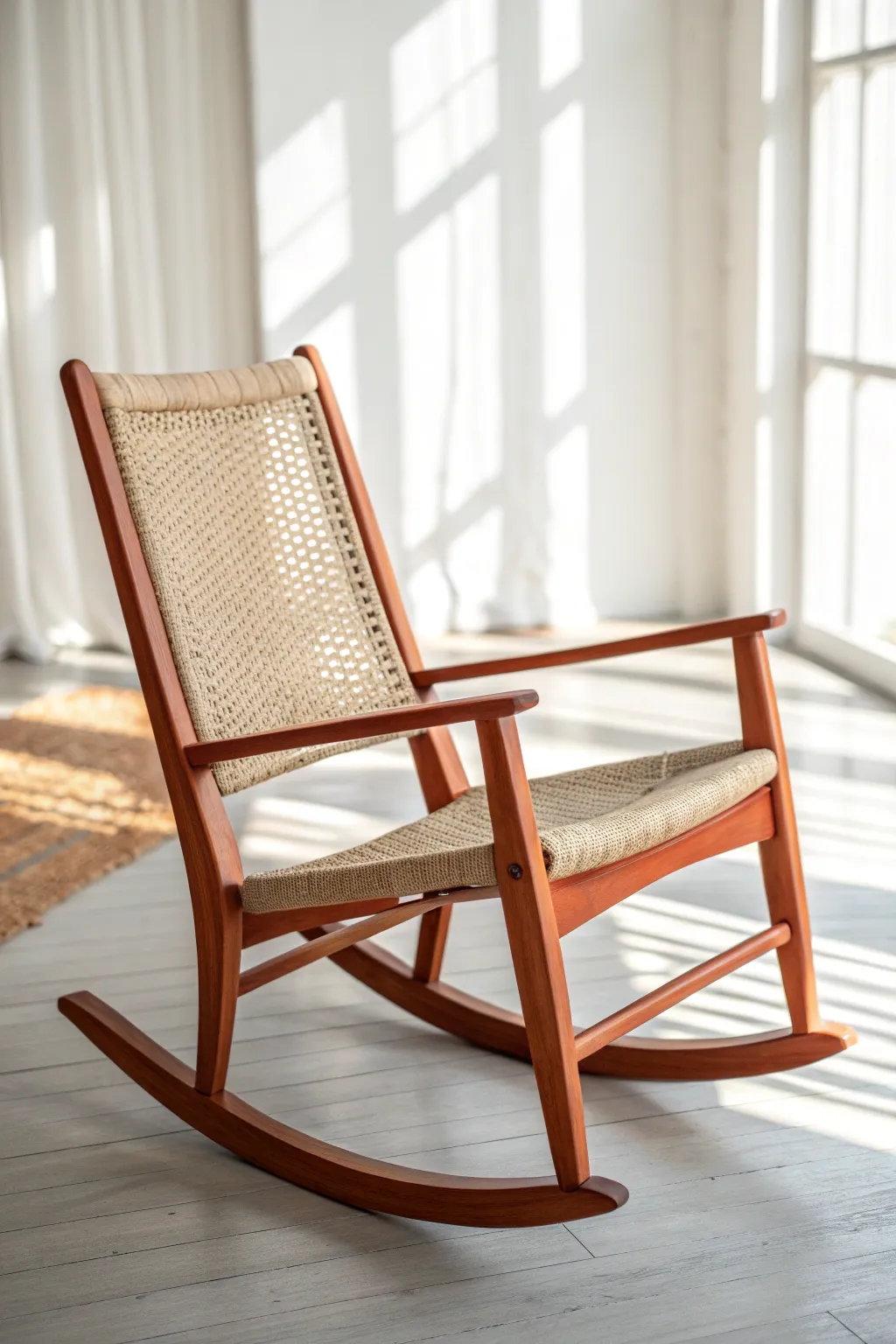 Color-dipped legs and runners give a simple rocking chair a chic modern Scandinavian twist