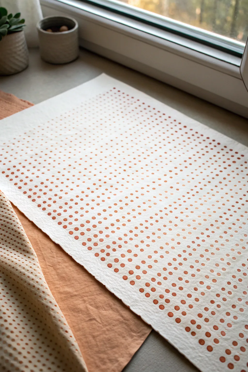 Satisfying ombré dot rows in warm earthy tones, minimalist, polished, and perfectly uniform