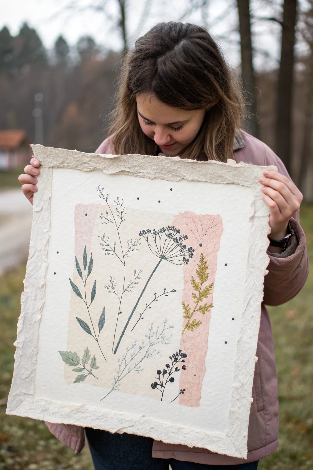 Dreamy translucent vellum collage with floating ink constellations, minimalist Scandinavian boho style.