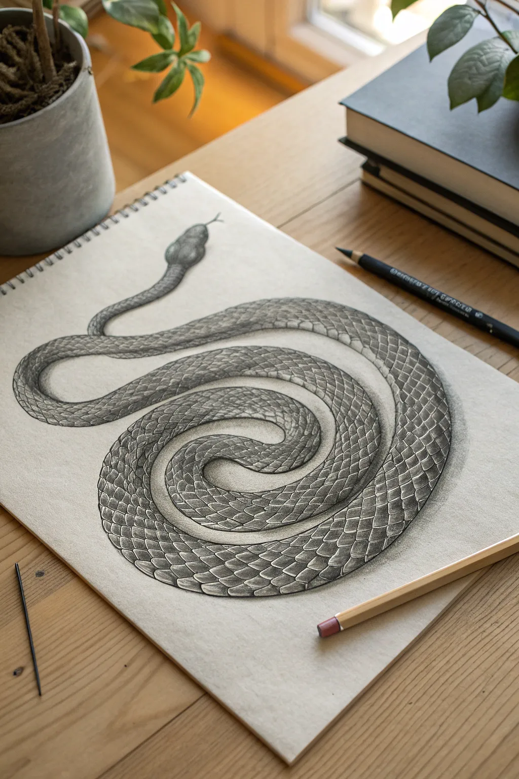 Challenge your precision with this intricate reptile scale drawing exercise.