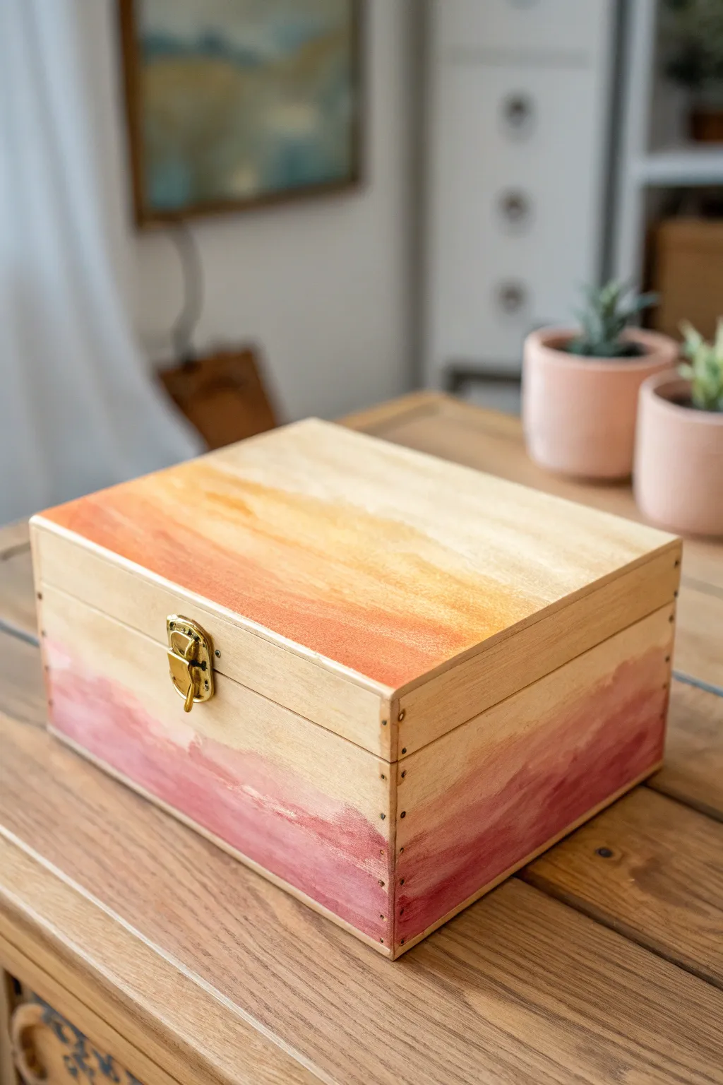 Capture the golden hour with this dreamy sunset gradient box painting idea. Simply beautiful.