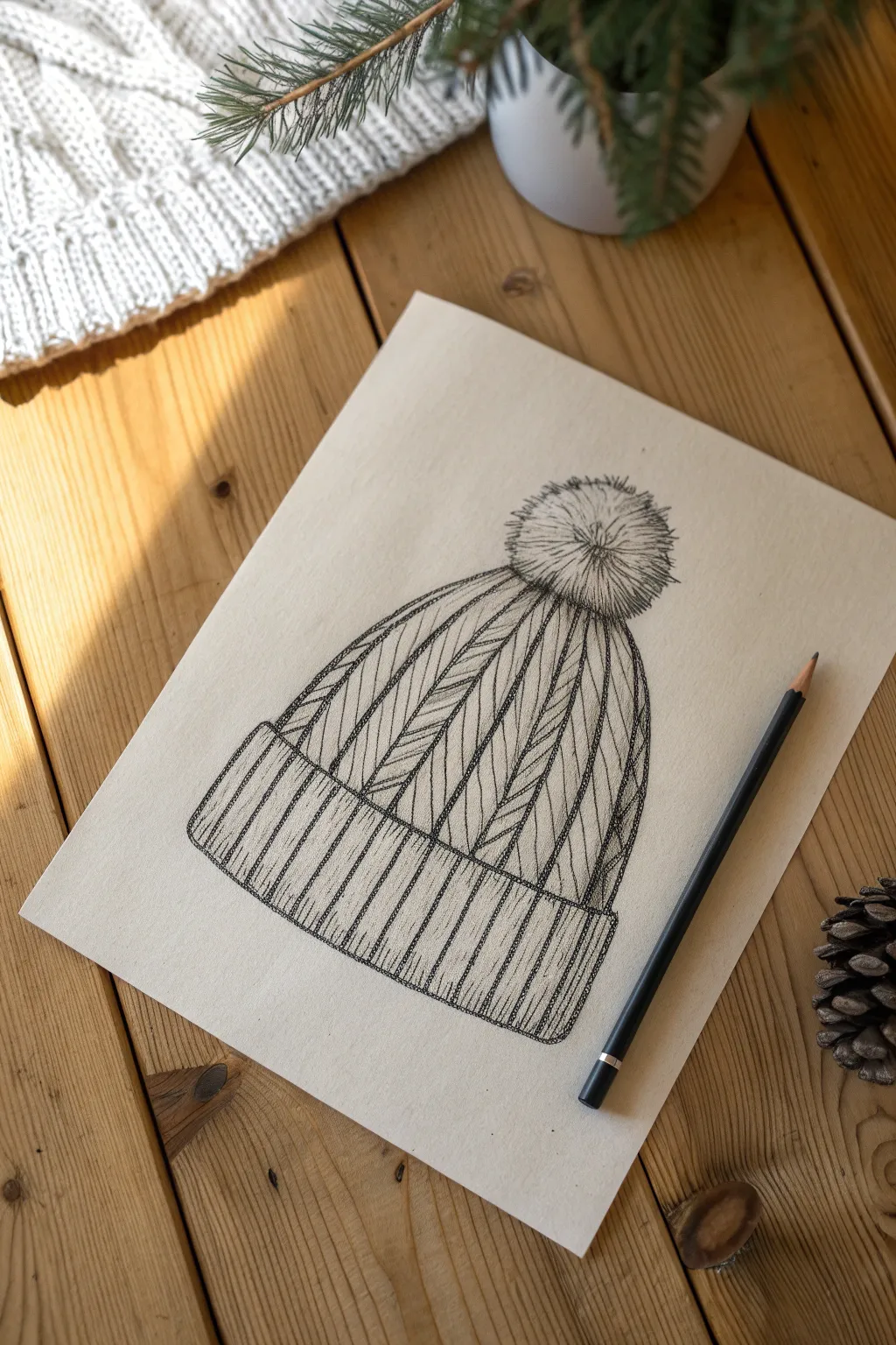 Get cozy with art! ❄️ Sketch this cute knitted beanie to practice texture and lines.