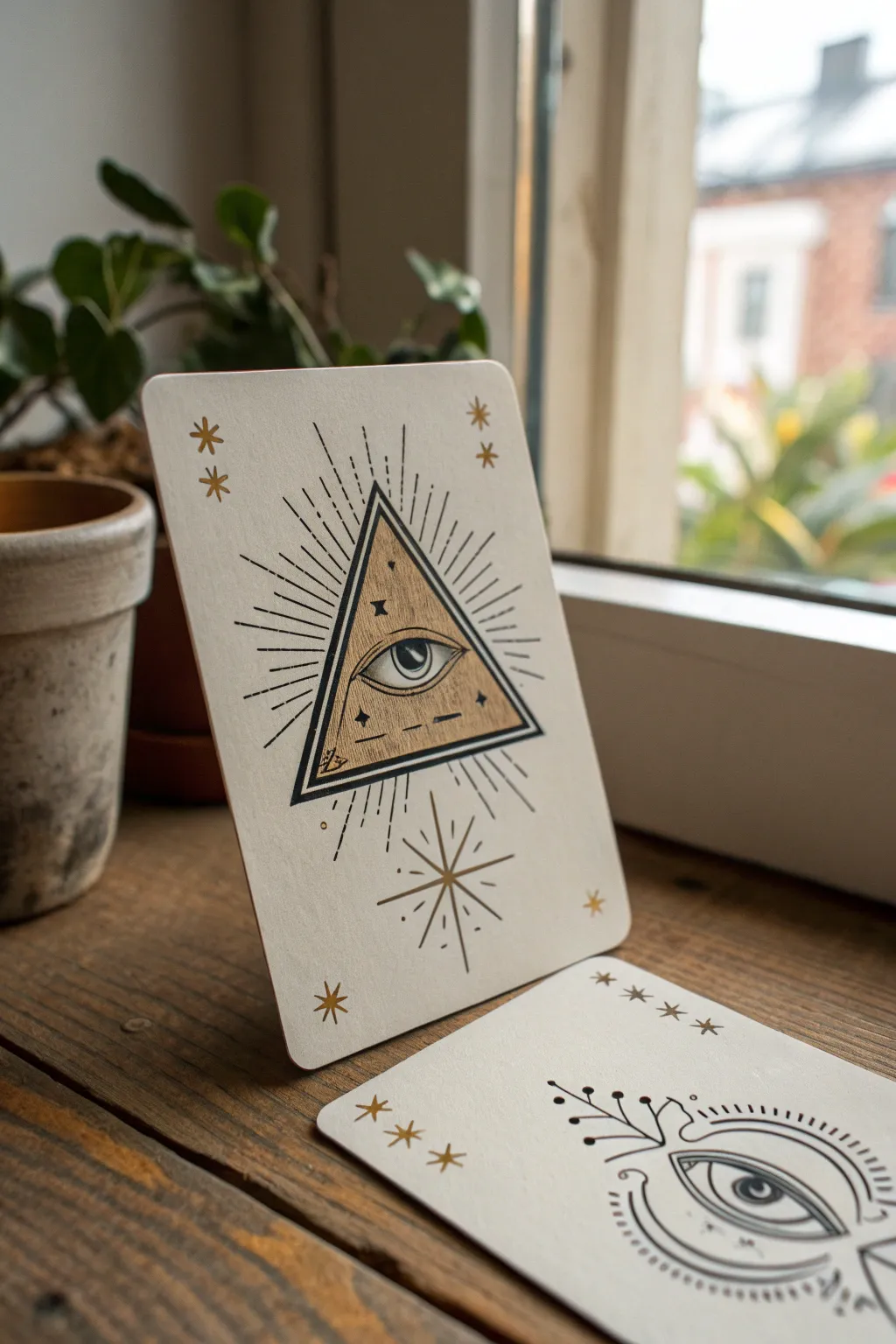 Minimal tarot-style all-seeing eye line art, perfect for easy goth drawing practice.