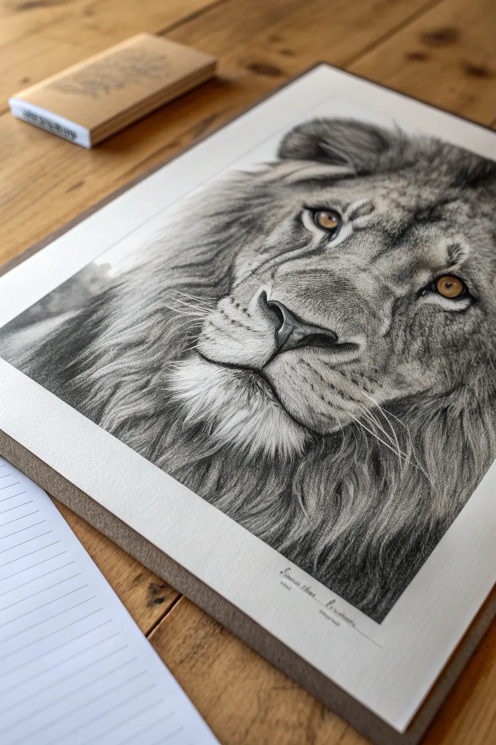 Lion of Judah portrait in clean graphite style, bold contrast and quiet, faith-filled strength.
