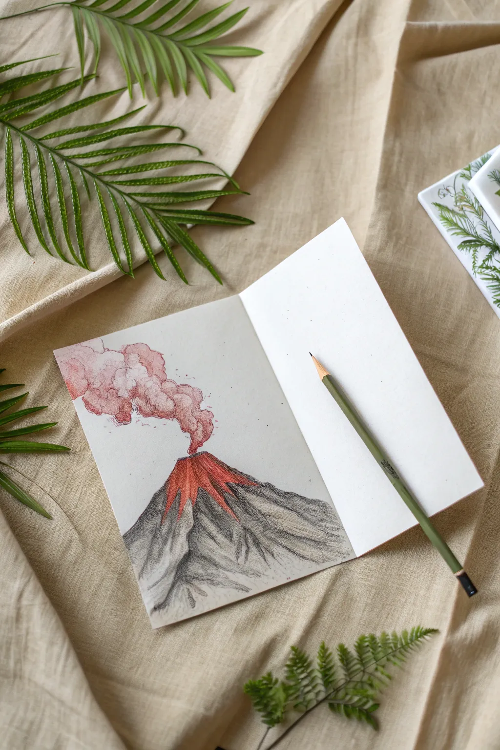 Fold, then unfold: a calm volcano becomes a bold eruption using one clever center crease.