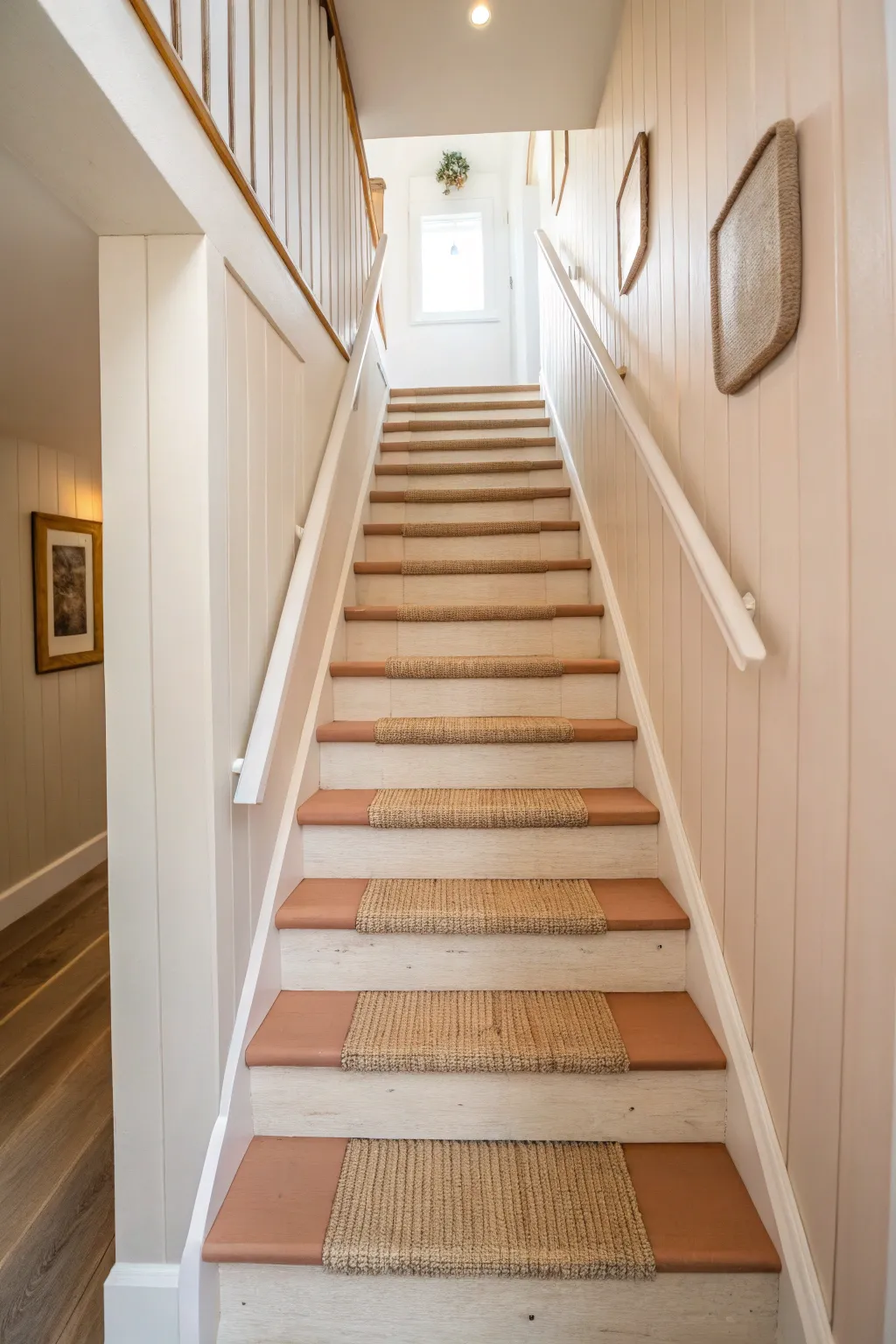 Step-by-step ombre stair gradient that gently shifts upward for calm minimalist boho style