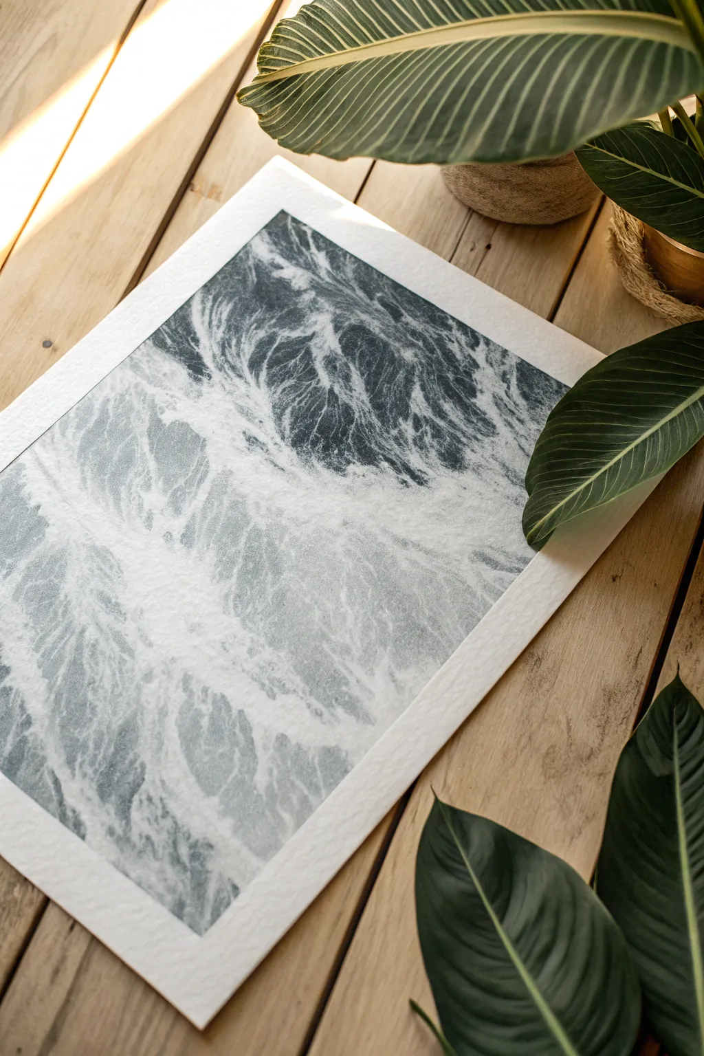 Crinkle plastic wrap into wet India ink for an elegant, vein-like background in minutes.