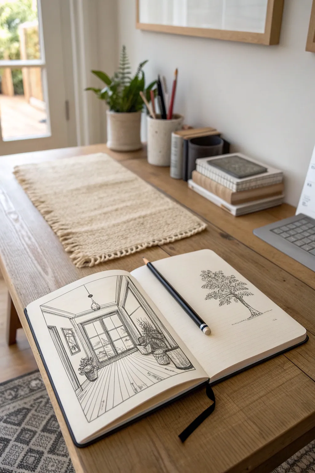 Practice one-point perspective with a tidy room-corner sketch and strong, clean converging lines