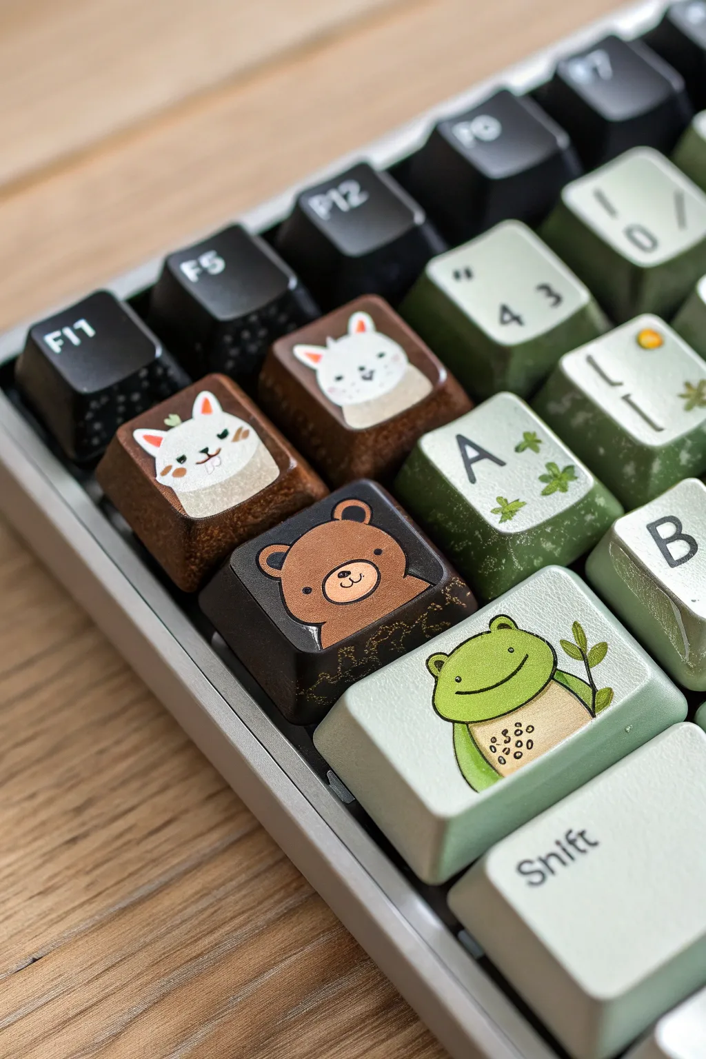 Transform your workspace with these adorable hand-painted animal keycaps.