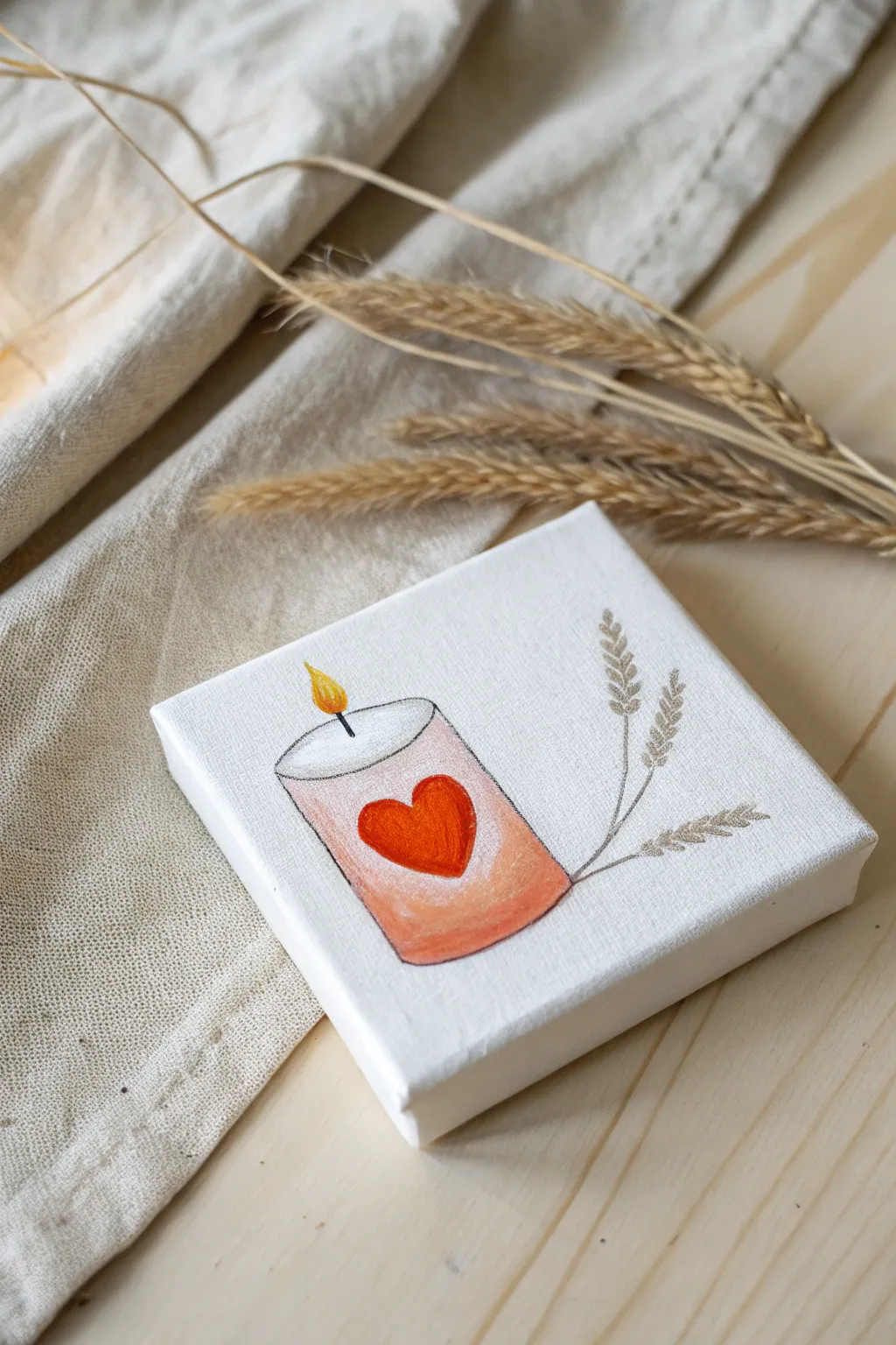 Spark joy with this whimsical heart-shaped flame candle painting idea.