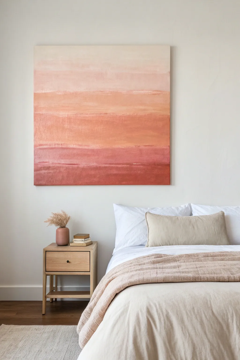 Soft gradient color field canvas in sand, blush, and clay for a calm modern mood