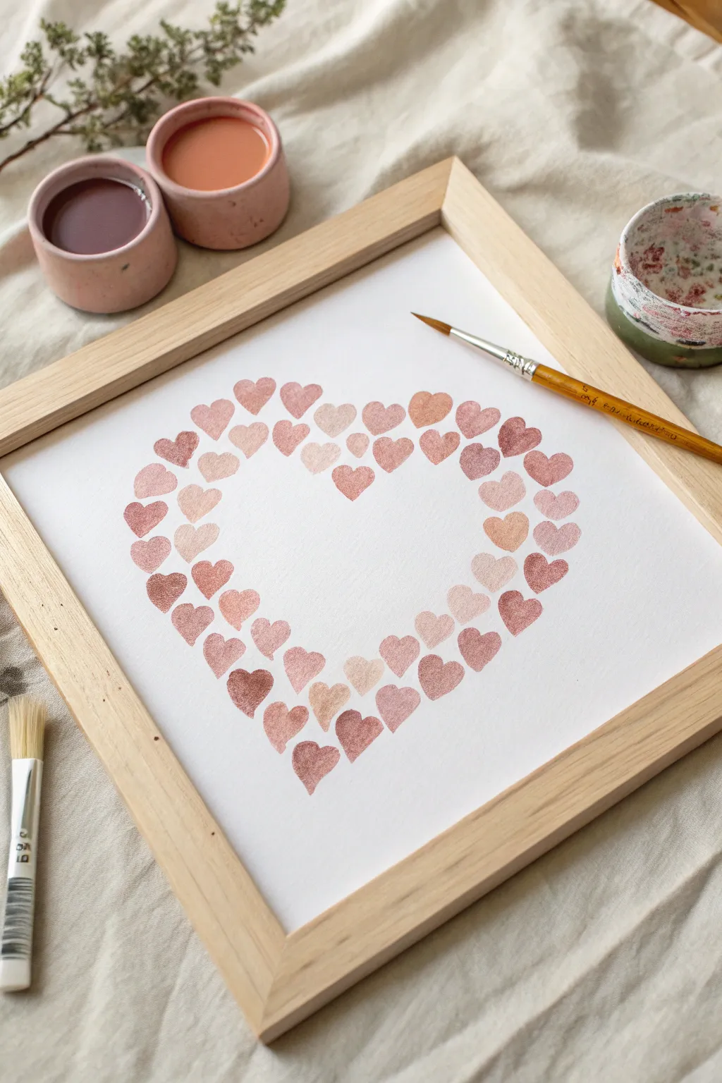 Sweet fingerprint heart wreath keepsake, simple and modern, perfect for a Mothers Day craft