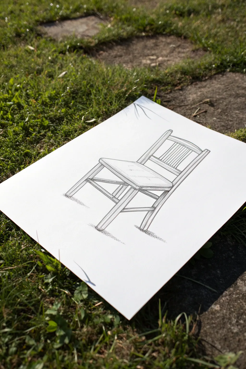 Disconnected contour chair drawing, where shaded negative space does the connecting in quiet minimalist style.