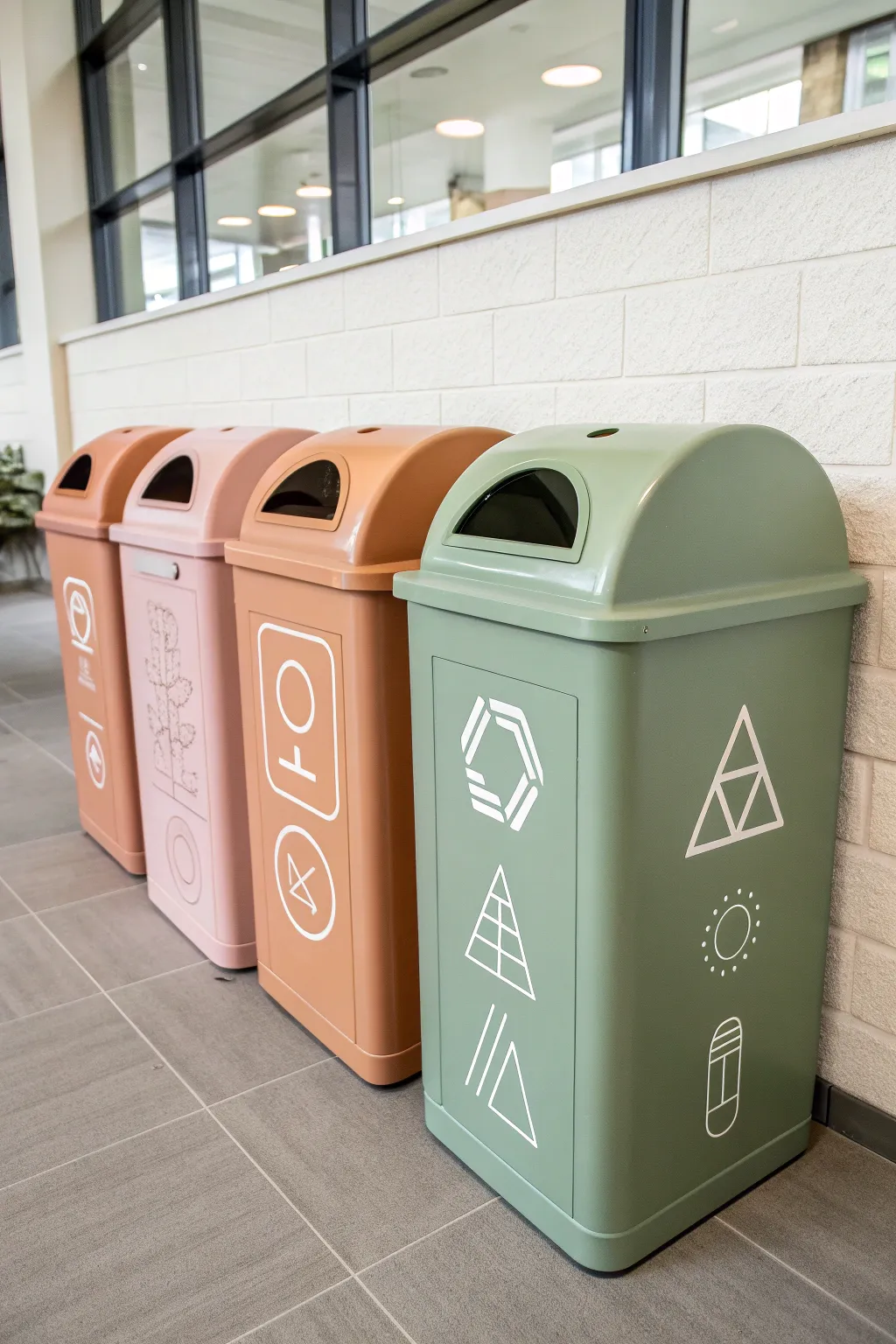 Color-coded painted bin trio with simple icons for a calm, organized, kid-friendly classroom look.