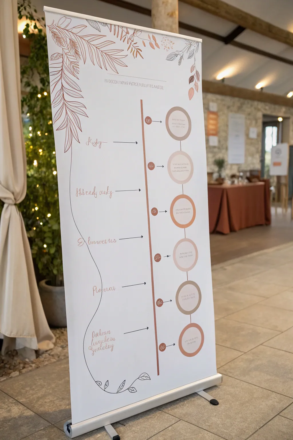 Clean timeline ribbon sketch on a poster board, minimalist and playful for milestone planning.