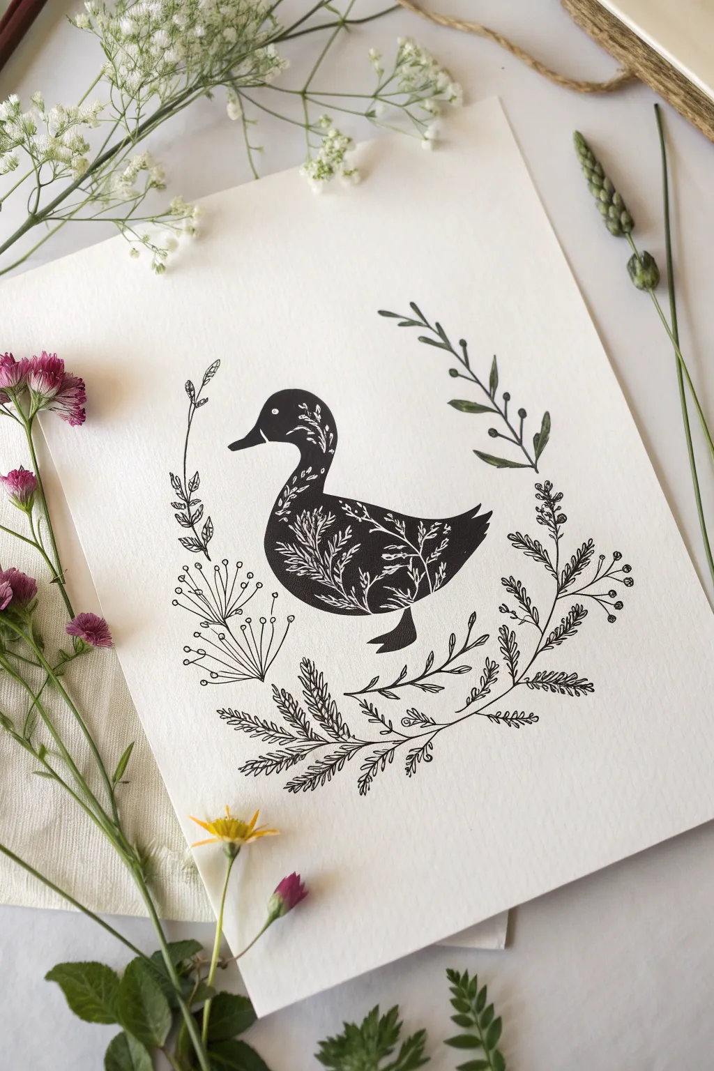 A boho twist on a classic: the floral silhouette art idea.