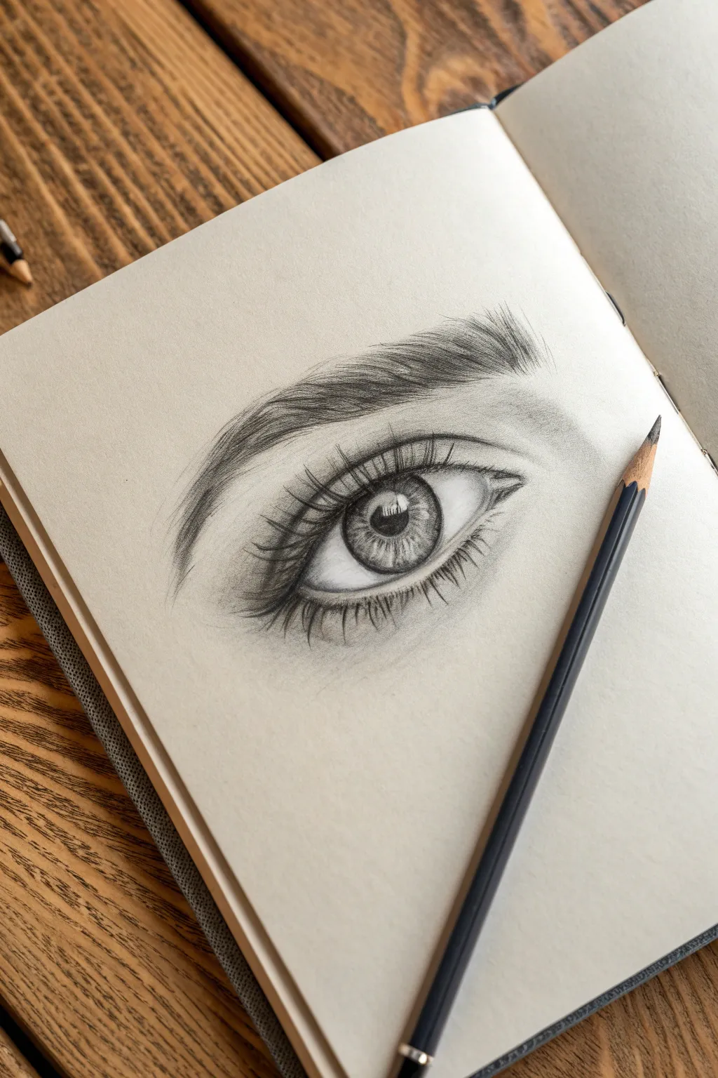 Eye study with micro-shading, soft sclera tones, and a crisp iris highlight for depth.
