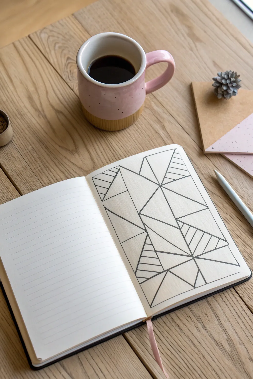 Shatter a simple still life mug into crisp fragments and practice bold patchwork value shading.