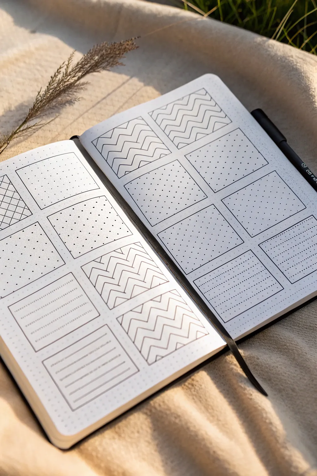 Micro-pattern sketch warmups: a simple grid of calming shapes for no-pressure practice