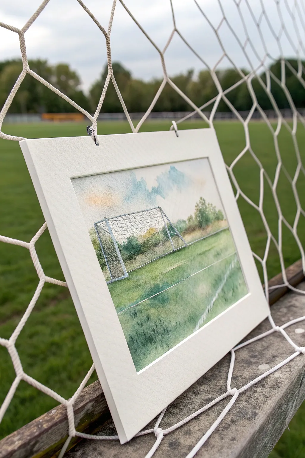 Capture the action from the goal line with this unique and minimalist perspective.