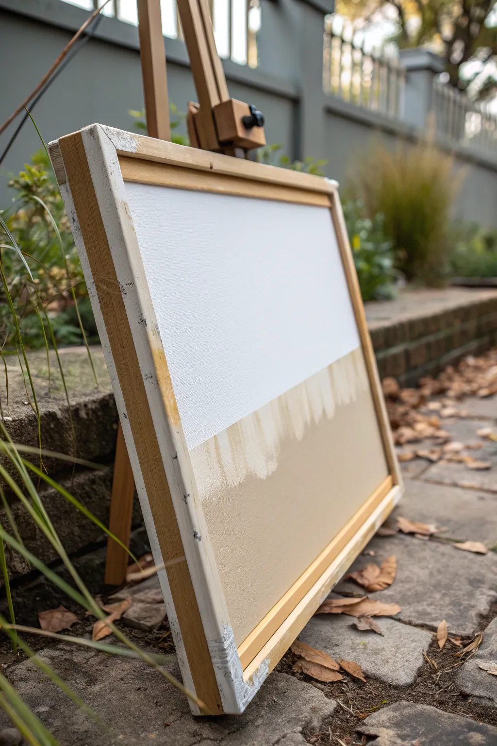 A second squeegee pull over a dry base adds depth with soft, overlapping ribbons and texture