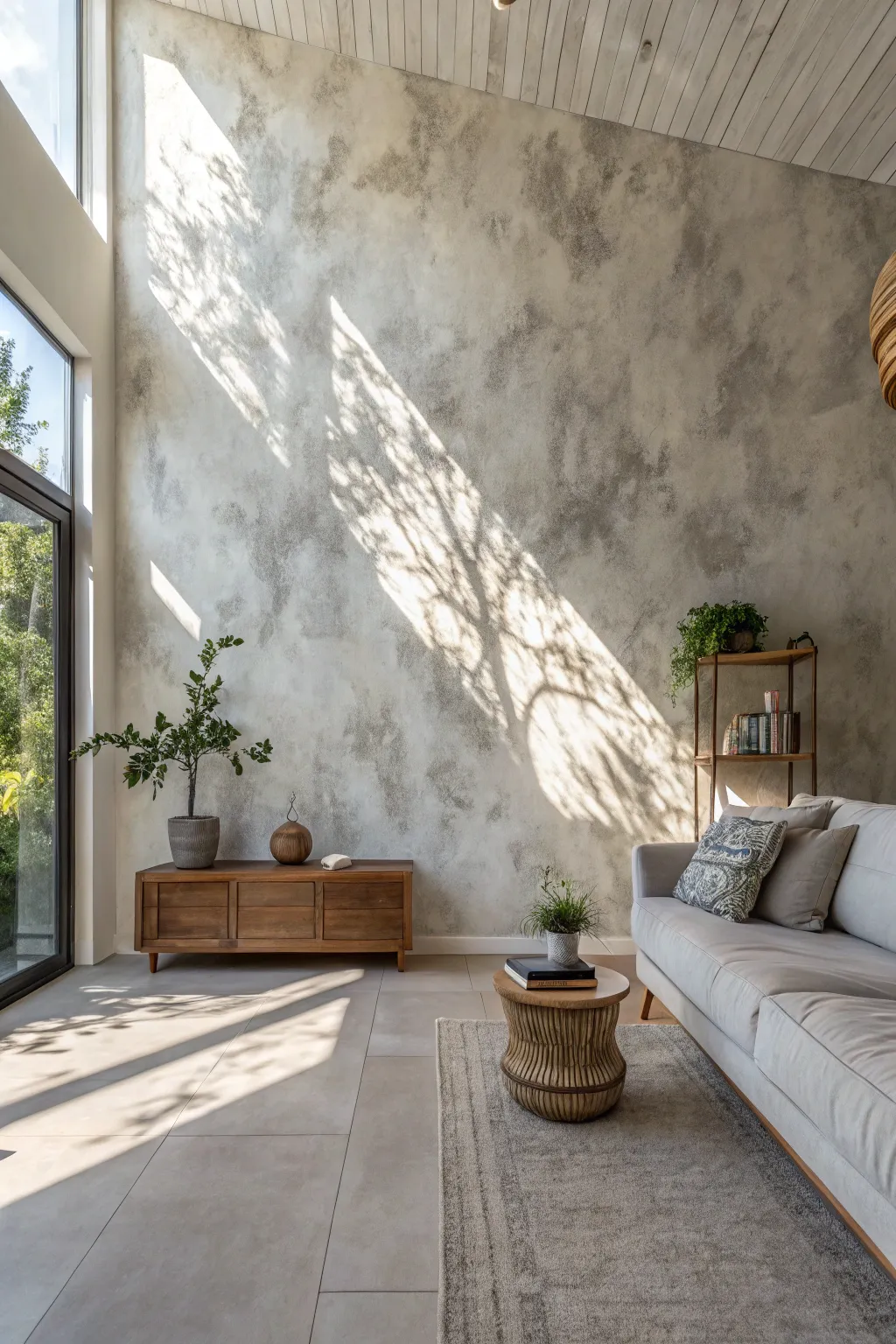 Transform your space with this velvety, serene textured limewash cloud wall effect.