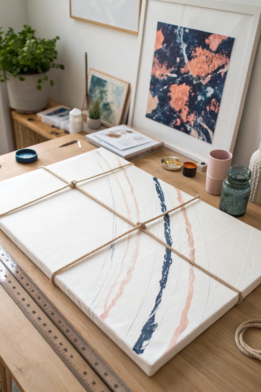 String pull ribbon veins: inky symmetrical trails for a simple abstract that looks totally awesome