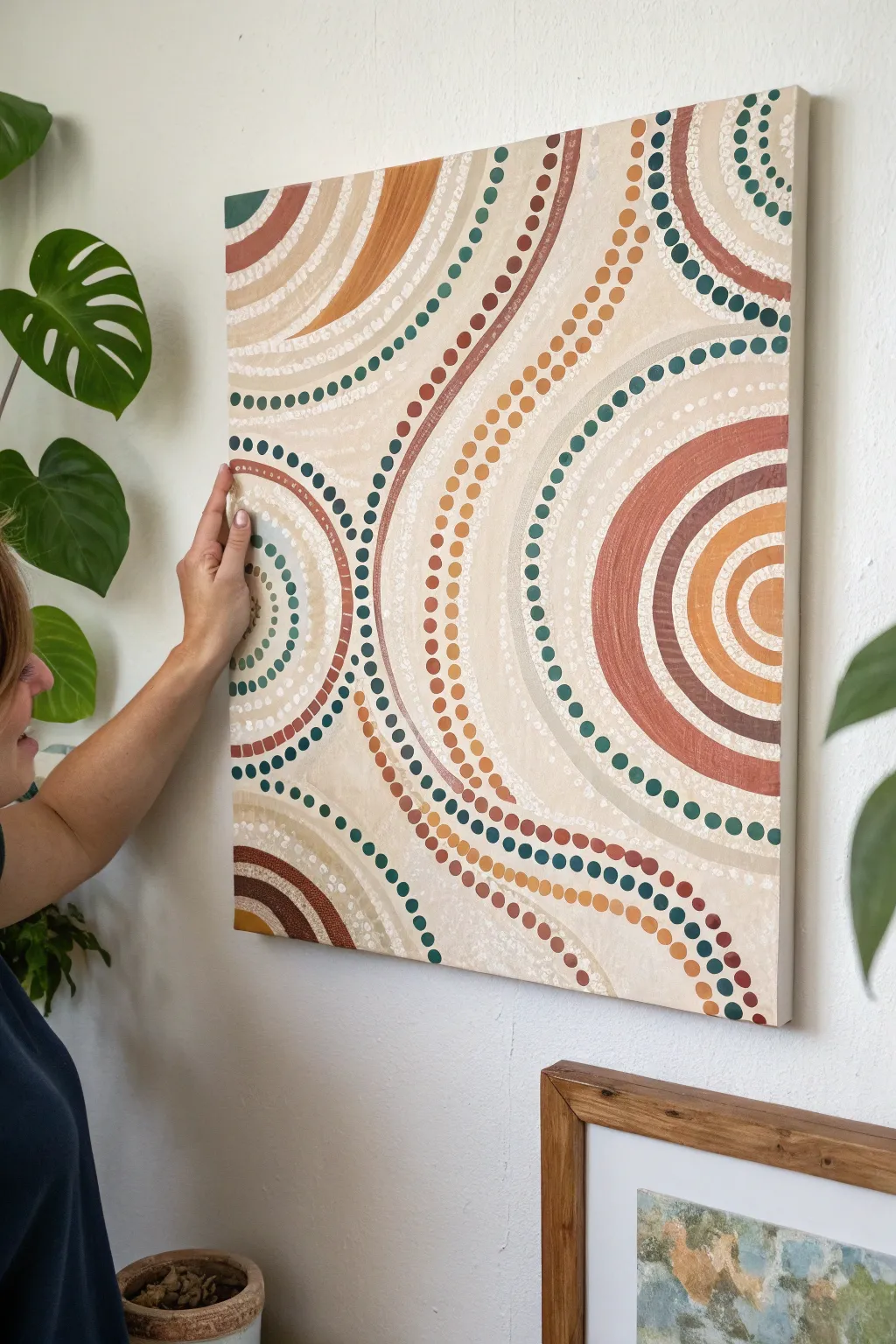 Rhythmic abstract oil marks in lively clusters, like a visual beat building momentum on canvas