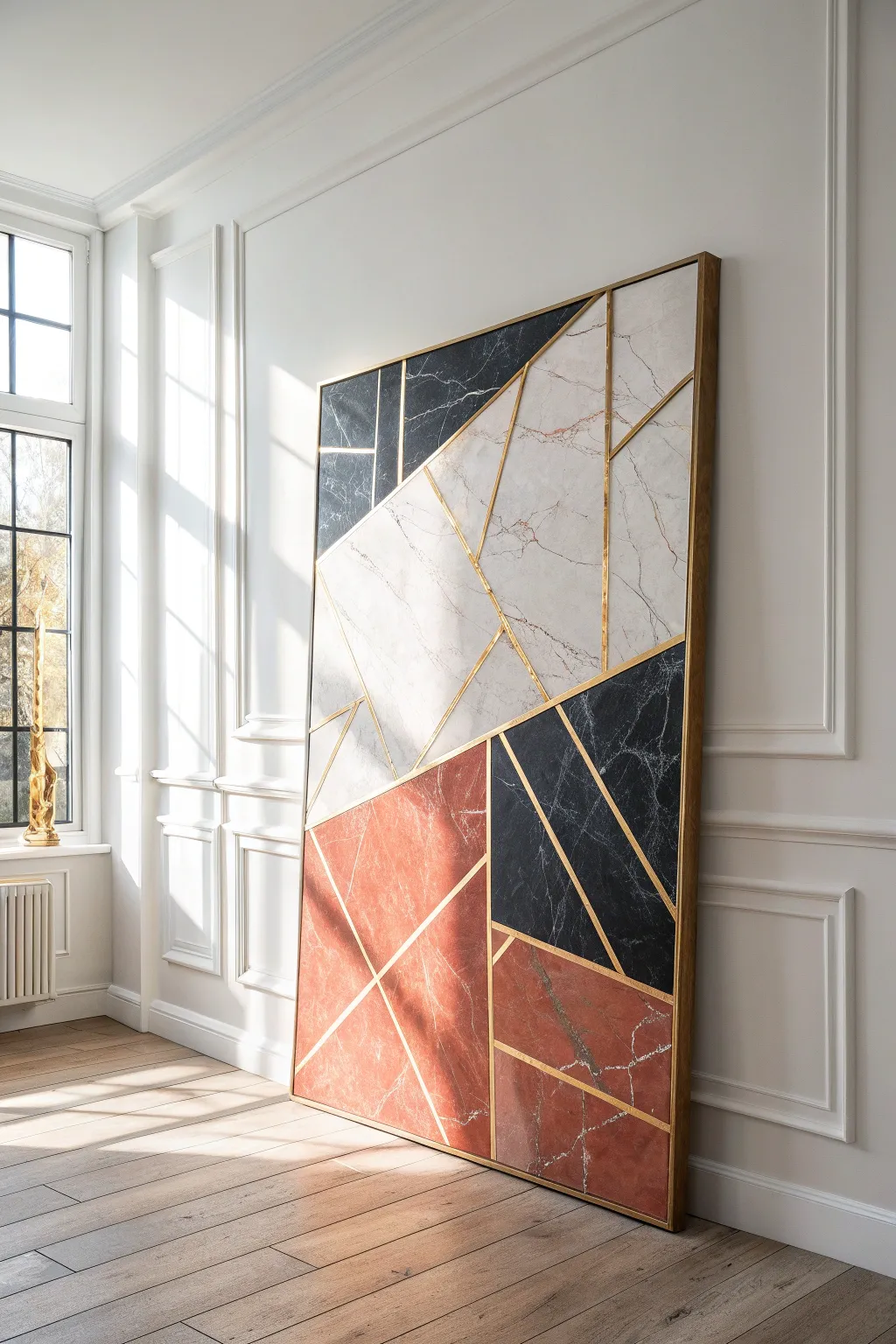 Metallic vein abstract canvas idea with soft blush tones and gentle gold shimmer, luxe yet minimal