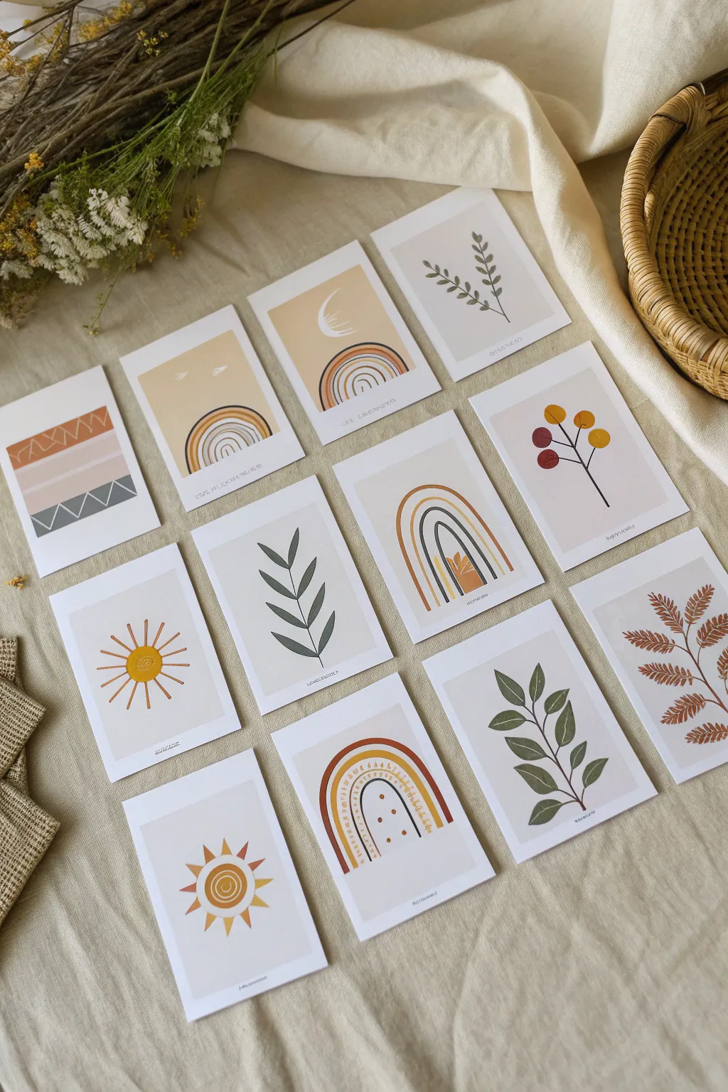 Ten matching postcard mini artworks in a clean grid, one format rule, new prompt each time.