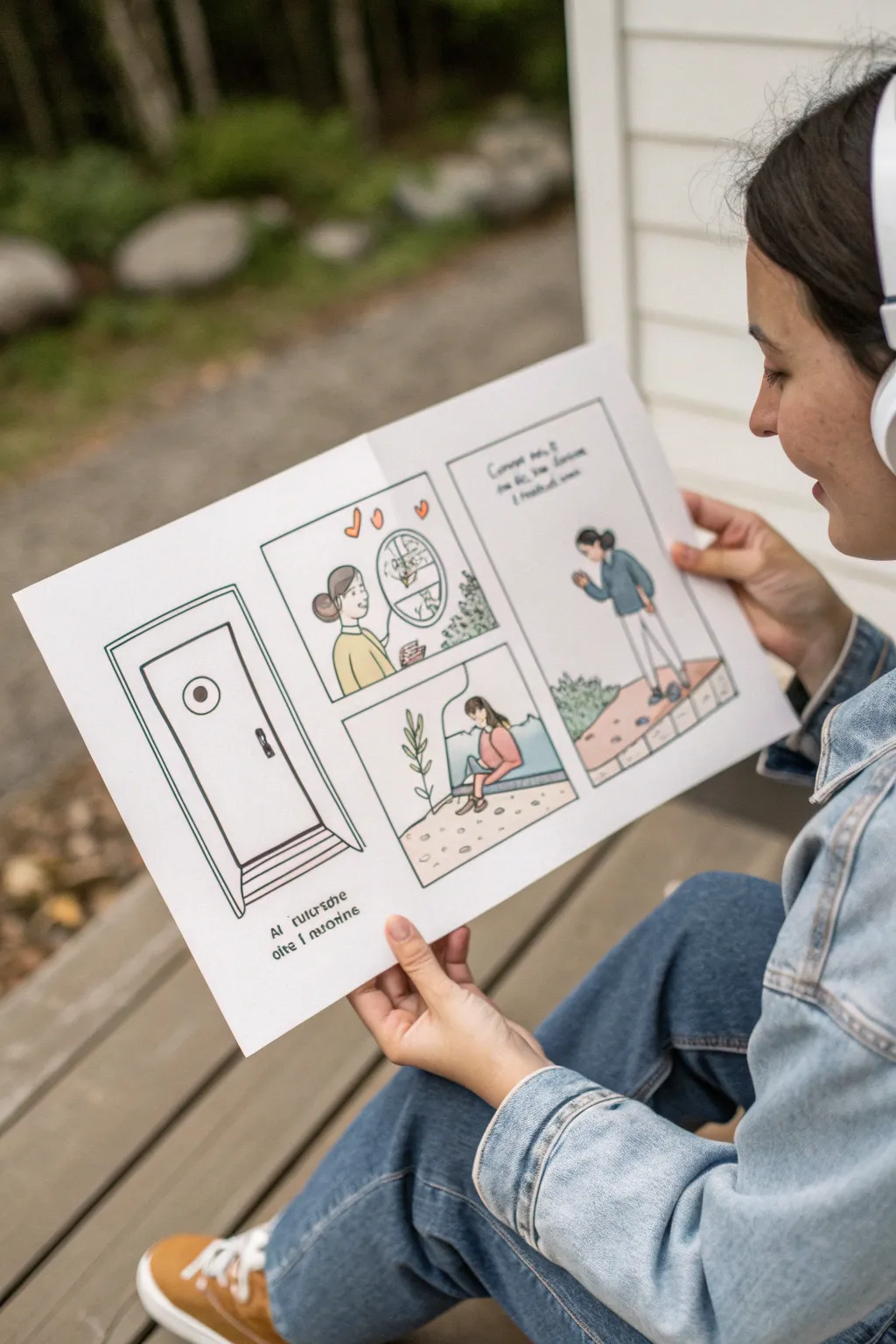 Minimal three-panel comic sketch with infinity symbol, showing supportive autism moments