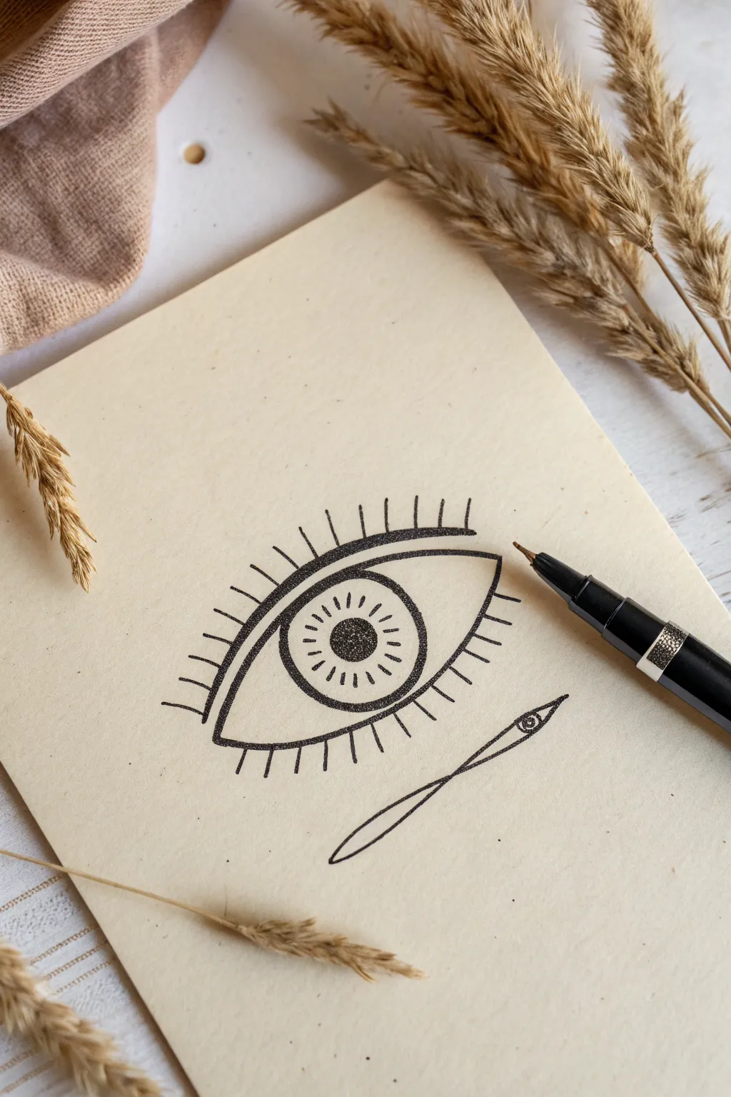 A simple eye icon to practice clean lines, minimal shapes, and confident pen strokes.