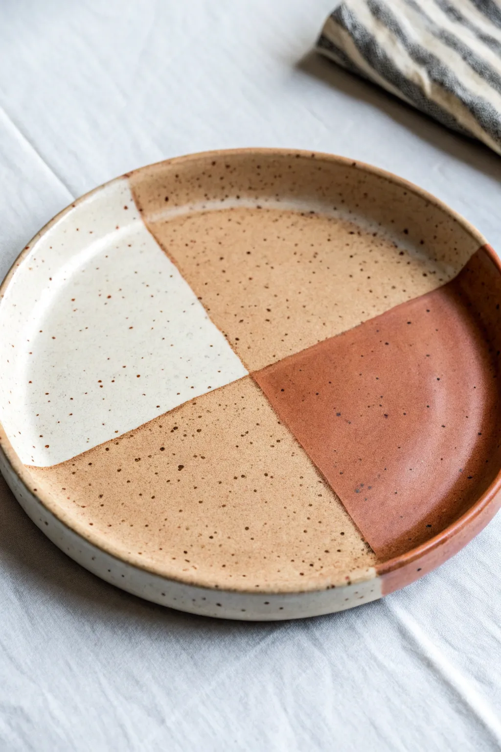 Beginner-friendly sponge-stamped texture blocks on a clean plate, simple and modern.