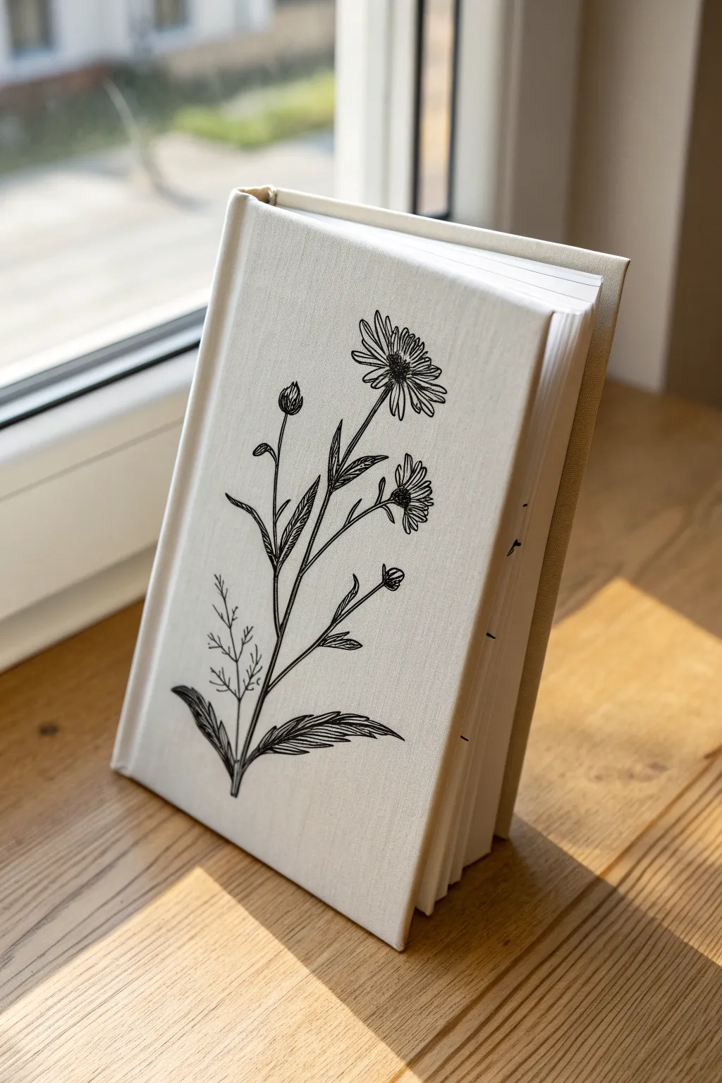 Crosshatch engraving cover sketch with a blank title block, Scandinavian minimal mood and bold contrast