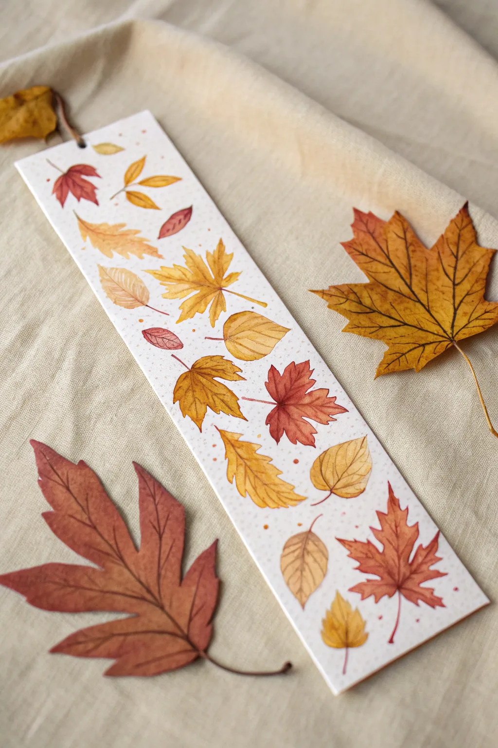 Capture the essence of fall with this cozy, hand-painted autumn leaf bookmark idea.