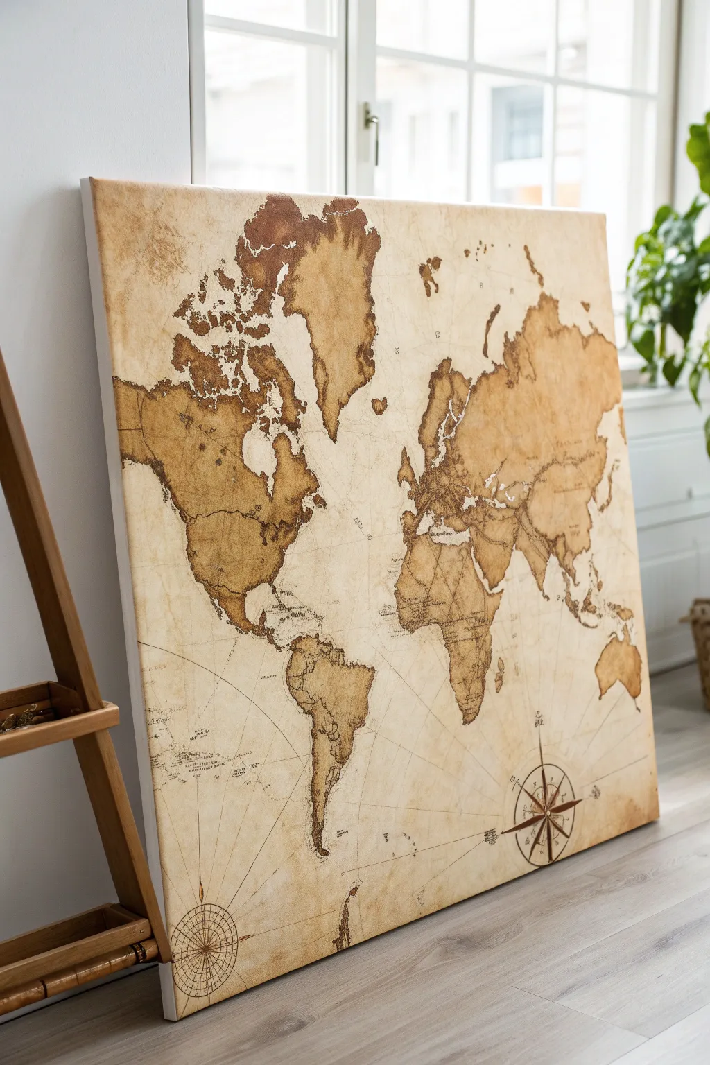 Vintage parchment-inspired sepia washes with subtle grid lines for warm, brown canvas ideas