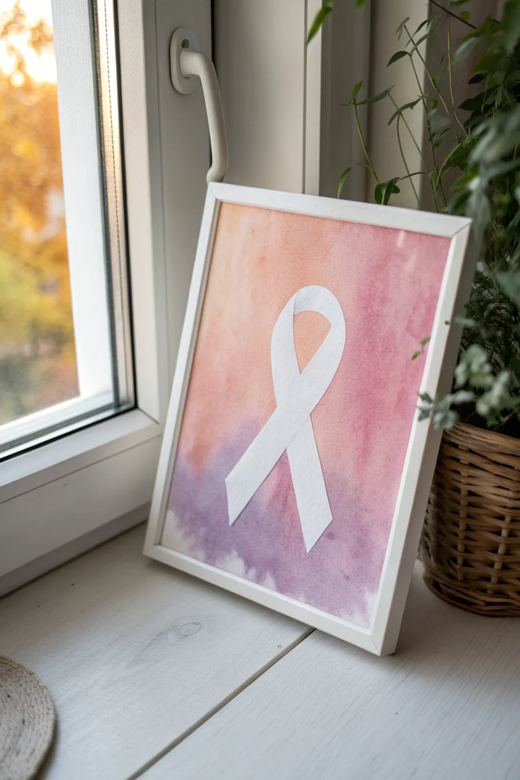 Negative space ribbon in a soft gradient wash, simple, calming, and full of meaning