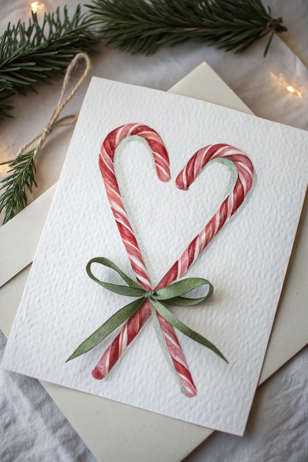 Paint this sweet candy cane heart in minutes. A perfect minimalist DIY Christmas card idea!