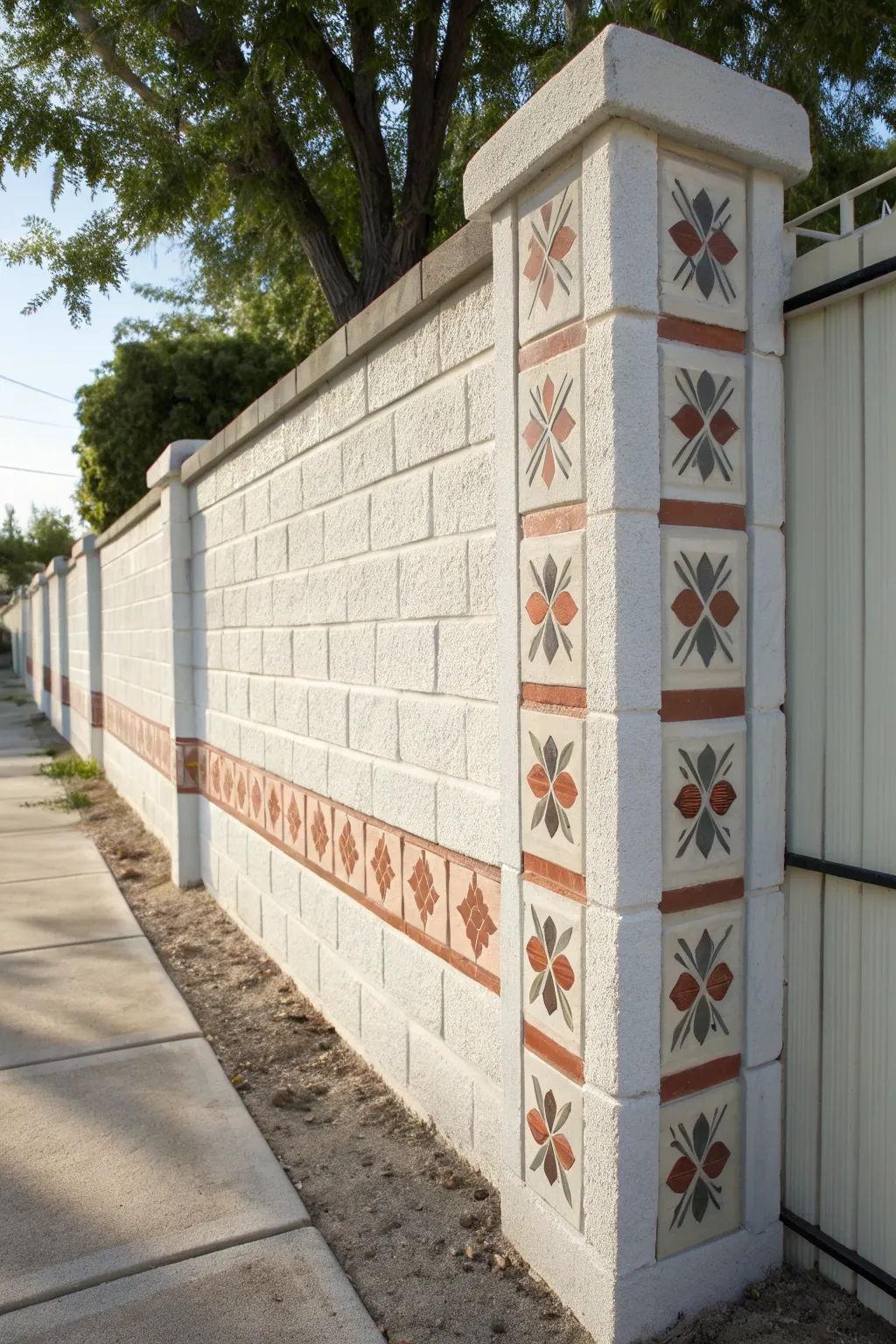 Tile-like squares give a cinder block wall a chic, high-contrast minimalist statement