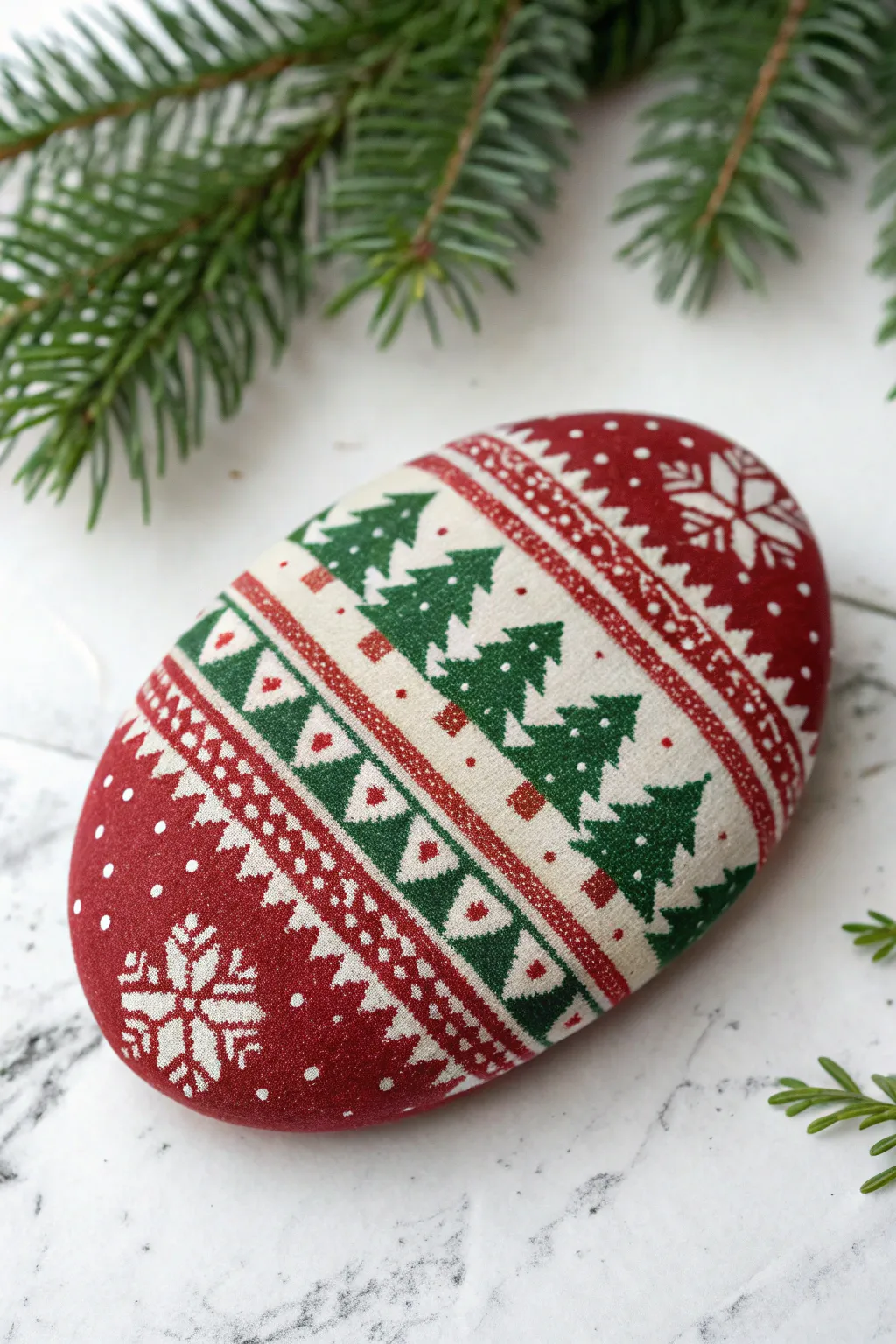 Cozy ugly sweater rock pattern in red, green, and white for festive holiday painting fun.