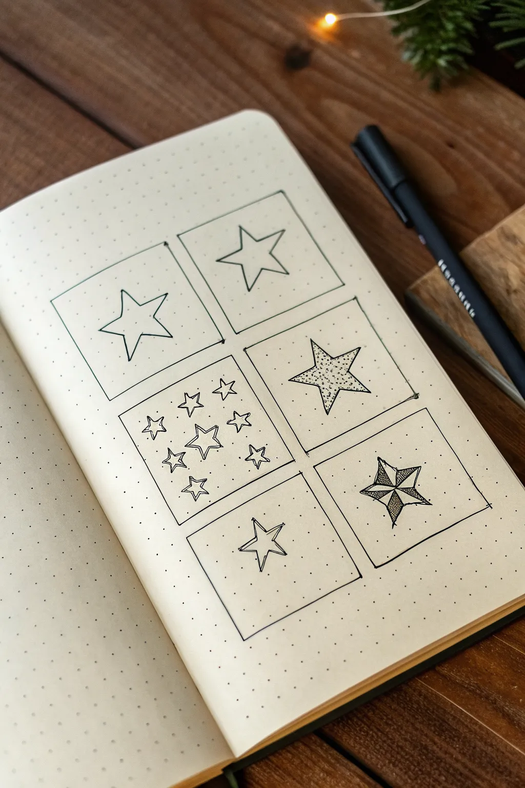 Sparkly star doodles made easy with a simple 6-step guide for cute sketchbook stars