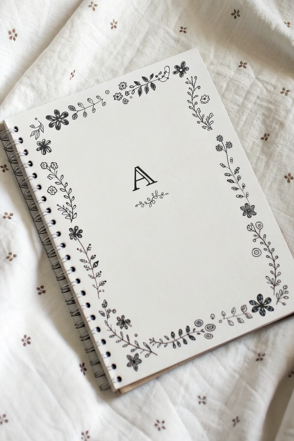 Negative space letter art idea: a bold blank initial framed by delicate boho patterns and clean contrast